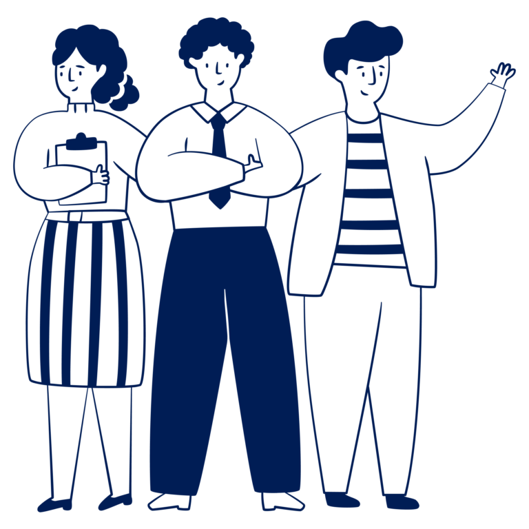 illustration of job searcher being guided by a recruiter and employer